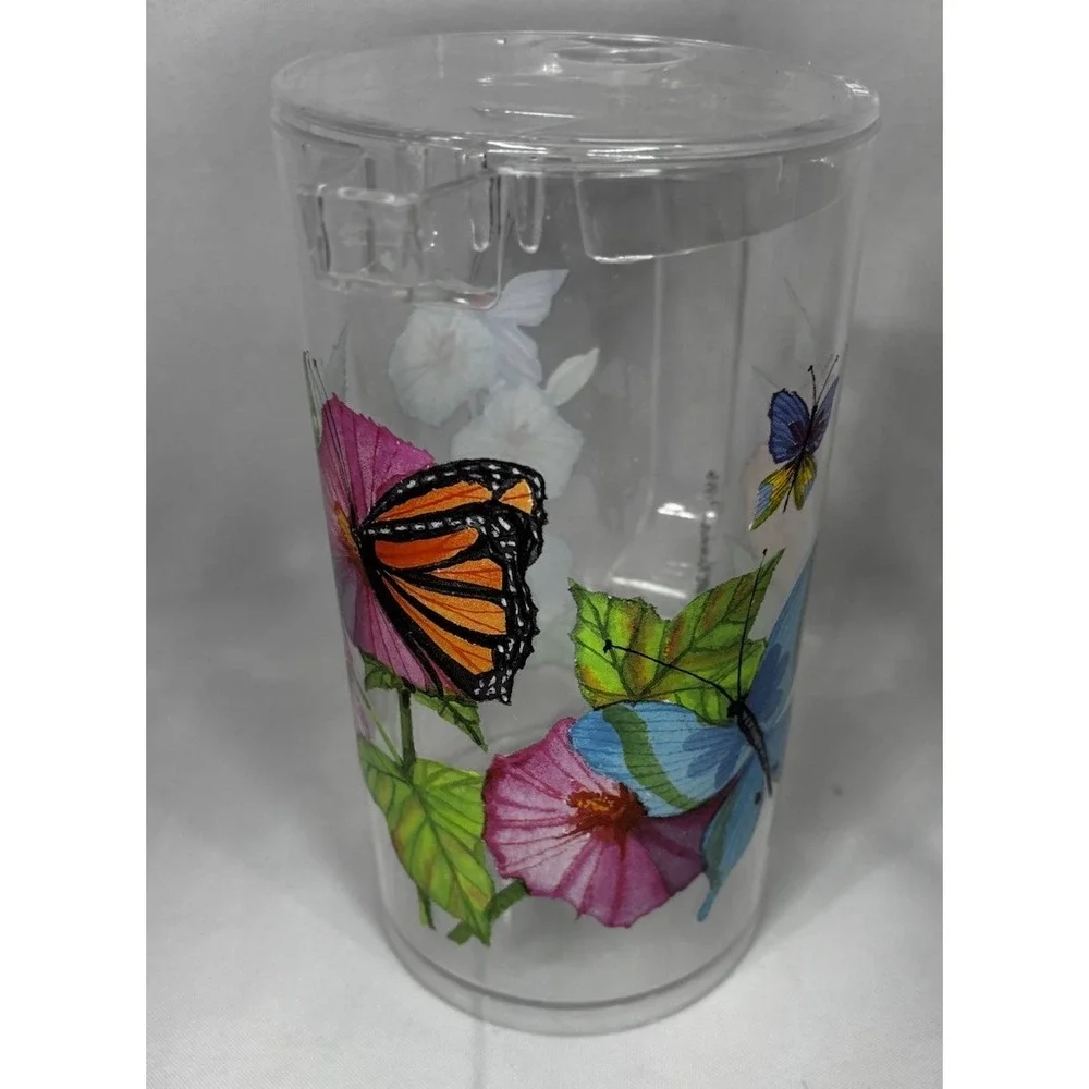 1998 KATHLEEN PARR MCKENNA SERVING TRAY, PITCHER, CUPS- FLOWERS‎ BUTTERFLY